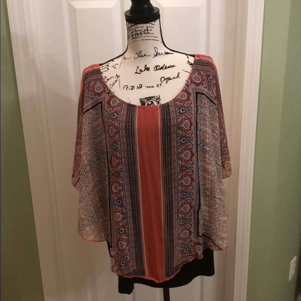 AB Studios black and pink top in 3X